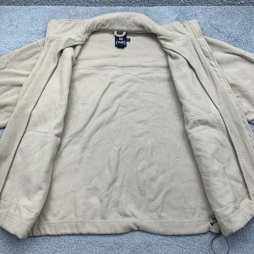 Chaps Mens Large 100% Polyester 83410E Tan Brown WPL-125 Full Zip Fleece Jacket